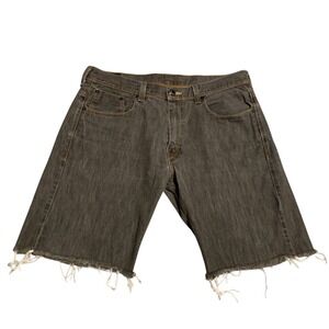 Levi's‎ 569 Loose Fit Denim Shorts Frayed Hem Charcoal Black Mens 34 Distressed